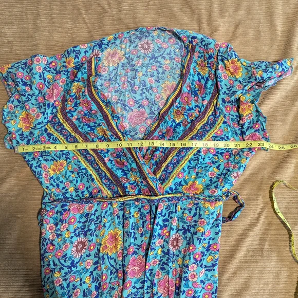 Floral Blue Wrap Dress - Picture 4 of 5